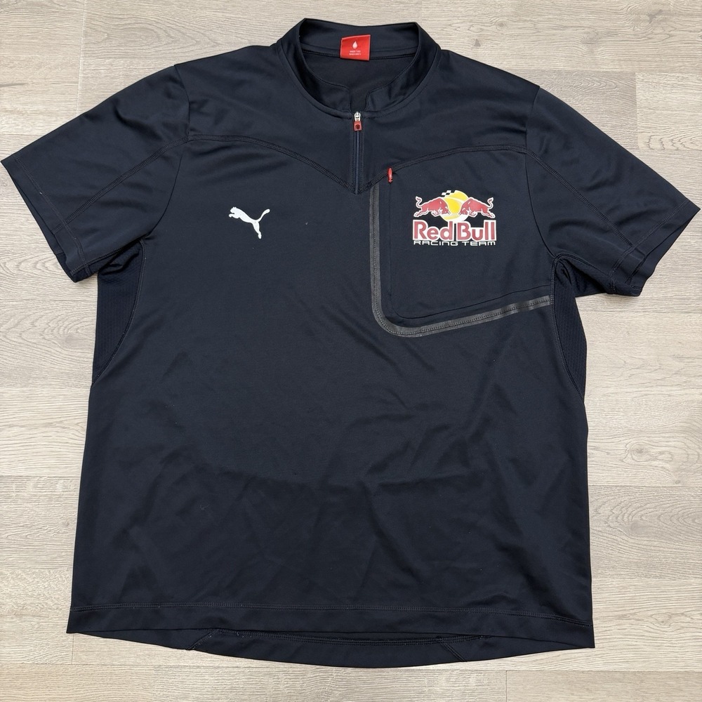 Puma Red Bull Racing Team Quarter‎ Zip Shirt Mens XL Black Performance